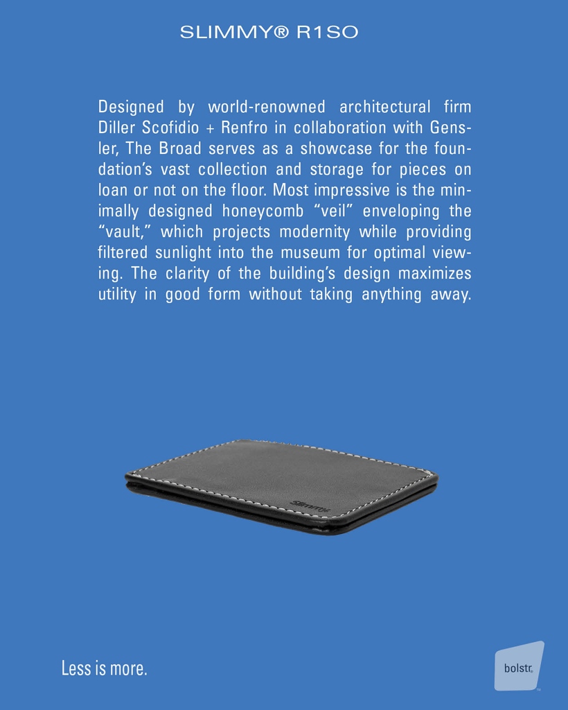 bolstrxyz's tweet image. Maximum utility, minimalist form.

Slimmy® R1SO 1-pocket, 2-slot wallet by bolstr®

bolstr.xyz/products/r1so-…

#slimmy #slimwallet #rfidwallet #minimalistwallet #leatherwallet #everdaycarry #productdesign #cleancarry #timelessdesign