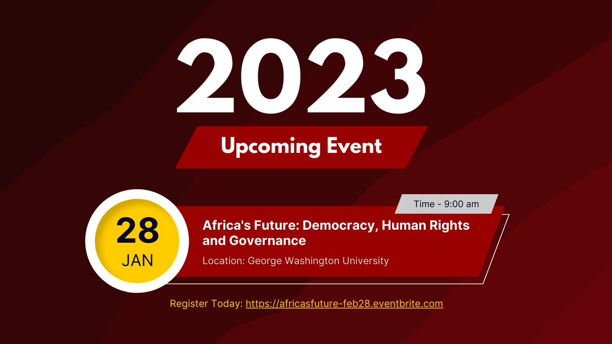 Did you register for Tomorrow's forum on "Africa's Future: Democracy, Human Rights and Governance." RSVP at africasfuture-feb28.eventbrite.com