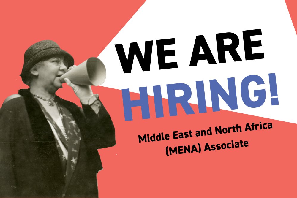 WILPF's tweet photo. 📢 We are #hiring!

We’re looking for a MENA Associate (100%).

⏰ Apply before 10 March 2023.

For more information and how to apply ⬇️
https://t.co/hT1gRhXTRo https://t.co/XkoBQCLImw
