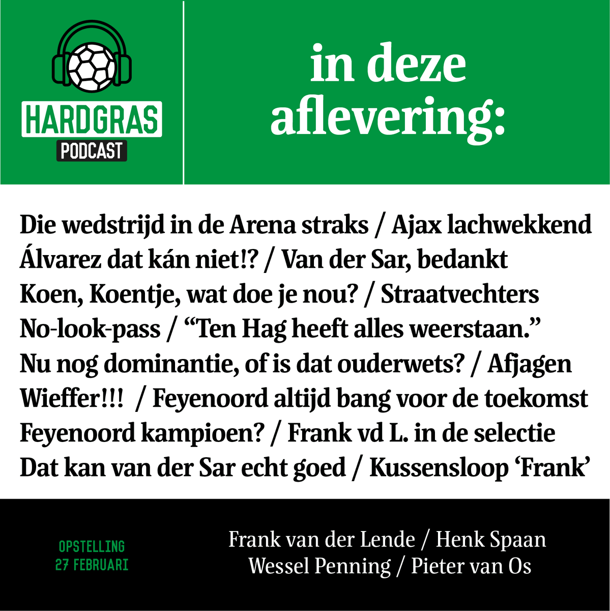 Hardgras1's tweet photo. Was het toch bijna een Feyenoord-podcast... jammer.
-
luister: https://t.co/jQwou4fW1F
kijk: https://t.co/I5Dd8TE6TF
-
#Feyenoord #FCTwente #Ajax #PSVTWE #psv #eredivisie #TenHagEffect #ManchesterUnited #wappies https://t.co/ztg02dZmTv