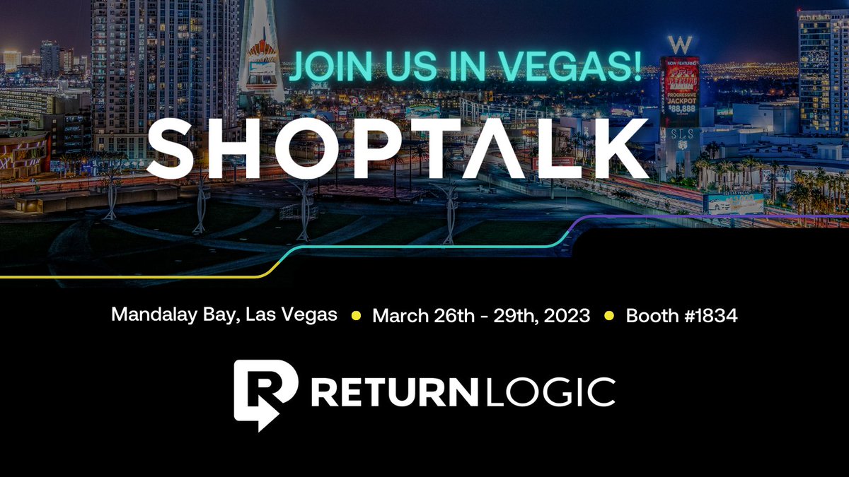 Next Stop: Vegas ✈️😎

We're excited to be amongst some of the most influential brands in retail at <a href="/shoptalk/">Shoptalk</a>

Come visit us at booth 1834 to discover intelligent returns solutions in ecommerce. 

RT or Fav to let us know if we'll be seeing you there

returnlogic.com/company/events…