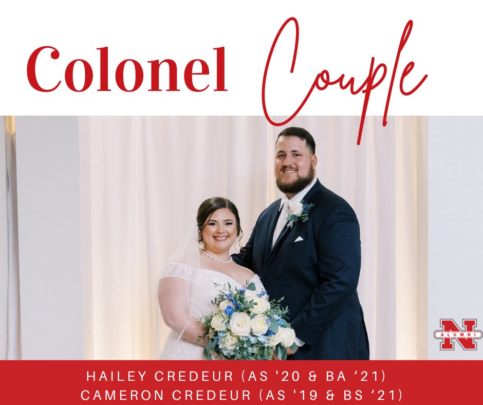 AlumniNicholls's tweet photo. Our #ColonelCouple is Hailey Credeur (AS '20 & BA ‘21) and Cameron Credeur (AS '19 & BS ‘21)❤️ https://t.co/3bAB8PfIp1