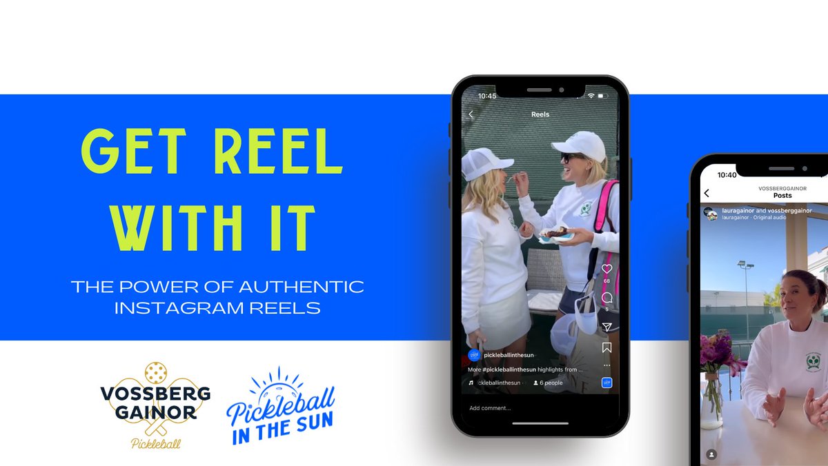 VossbergGainor's tweet photo. Instagram reels are an incredible tool to share fun and authentic highlight videos to showcase your personal brand as a player, how players engaged with your brand at a pickleball tournament or event, or simply to create unique content to attract followers. #pickleball #marketing https://t.co/WtANIcWu0k