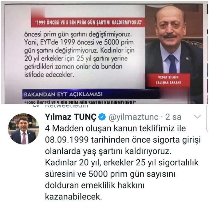 İnsanlar 5000 gün hesabıyla borçlandı,

🔵 Borçlanmak için arabasını satan, kredi çeken oldu

🔵 SGK emekli yazısı alıp işinden ayrılan oldu

🔵 Ocak ayında borç maliyeti artacak diye tüm bunlar Aralık ayında oldu

🔴 hepsi size güvendi 

#EYTyeTastamamAdalet

<a href="/RTErdogan/">Recep Tayyip Erdoğan</a>.