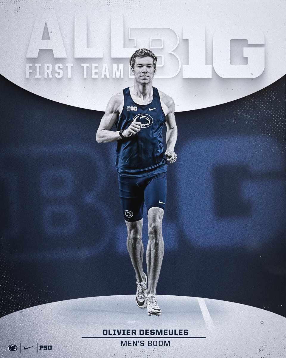 PennStateTFXC's tweet photo. 5️⃣ Nittany Lions earned All-B1G honors this past weekend! 

🥇| @faith_demars 
🥇| Olivier Desmeules
🥇| Rachel Gearing
🥈| @imhandalroban 
🥈| @hayleykitchingg 

Incredible representations of the 🔵 &amp; ⚪️!!

#WeAre | #PSUTF https://t.co/q0bvglAOIq