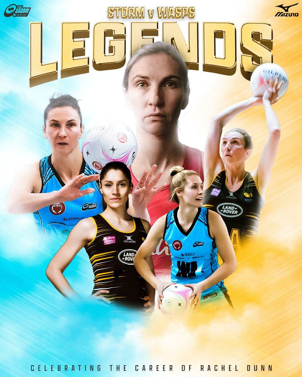 Storm 🌪 v 🐝 Wasps 

The LEGENDS match celebrating the career of <a href="/rach_dunn/">Rachel Dunn</a> 👏

Following the NSL fixture changes this season we will be using this opportunity to host a game day special! 

🔗 surreystormnetball.co.uk/storm-v-wasps-…

📆 Sat, 1st Apr
🏟 <a href="/Surreysportpark/">Surrey Sports Park</a> 
🎟 On sale Wednesday