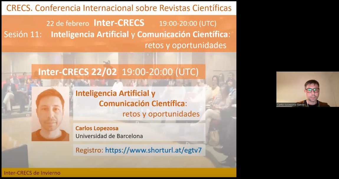 FIMA_UB's tweet photo. #NotíciesFIMA Xerrada de @CarlosLopezosa sobre intel·ligència artificial aplicada a la comunicació científica #InterCRECS #IA #ChatGPT
https://t.co/YtyGUDbvRn https://t.co/ftKxRNKy9t