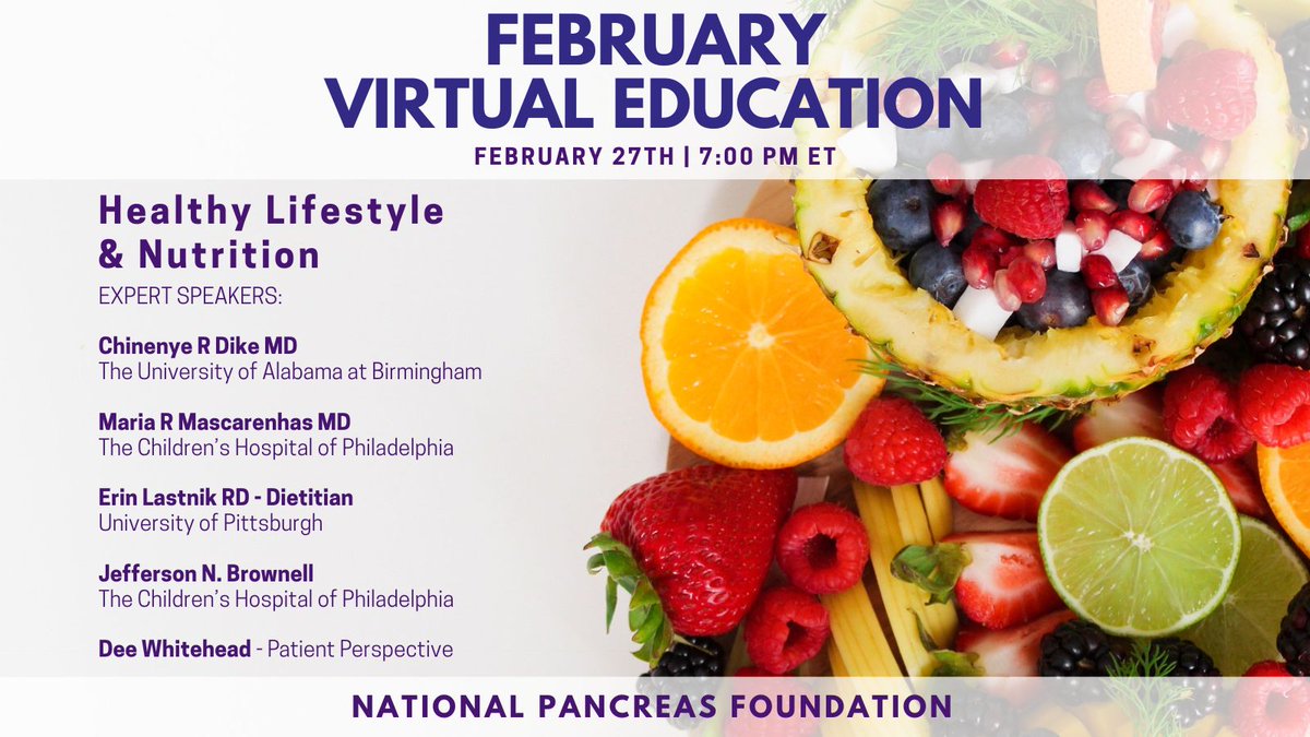 The National Pancreas Foundation (@natpancfdn) on Twitter photo Join <a href="/Natpancfdn/">The National Pancreas Foundation</a> TONIGHT for our virtual education on Healthy Lifestyle & Nutrition. Maintaining a healthy lifestyle and good nutrition are essential in improving the physical and mental health of people living with pancreatic disease
REGISTER: us06web.zoom.us/webinar/regist… Join <a href="/Natpancfdn/">The National Pancreas Foundation</a> TONIGHT for our virtual education on Healthy Lifestyle & Nutrition. Maintaining a healthy lifestyle and good nutrition are essential in improving the physical and mental health of people living with pancreatic disease
REGISTER: us06web.zoom.us/webinar/regist…