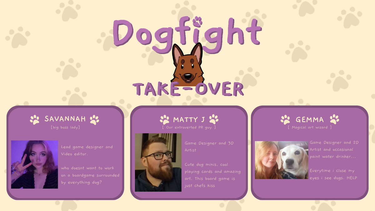 DOGFIGHT TAKE-OVER 
🐾 The dogfight team have taken over CCCU games! Get the insight on our game developments and funny dog memes :D
-
-
-
#gamedeveloper #gamedev #gamedevelopment #DogfightTakeover