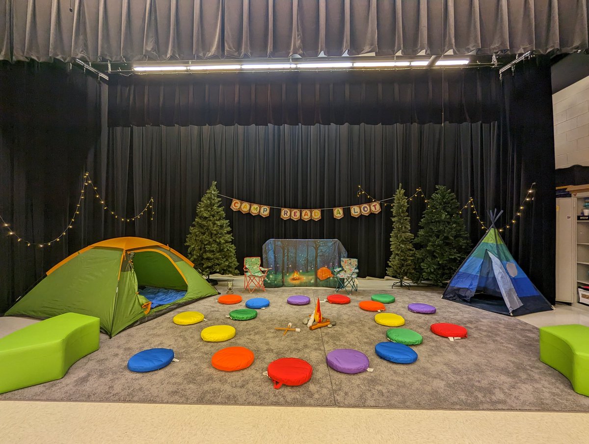 MrsWagonfield's tweet image. The stage is set for Right-to-Read Week here @Hamilton_HLE! Classes can visit the space throughout the week to read camping-themed books or their own book of choice. #BeHighland #CampReadALot #RightToReadWeek