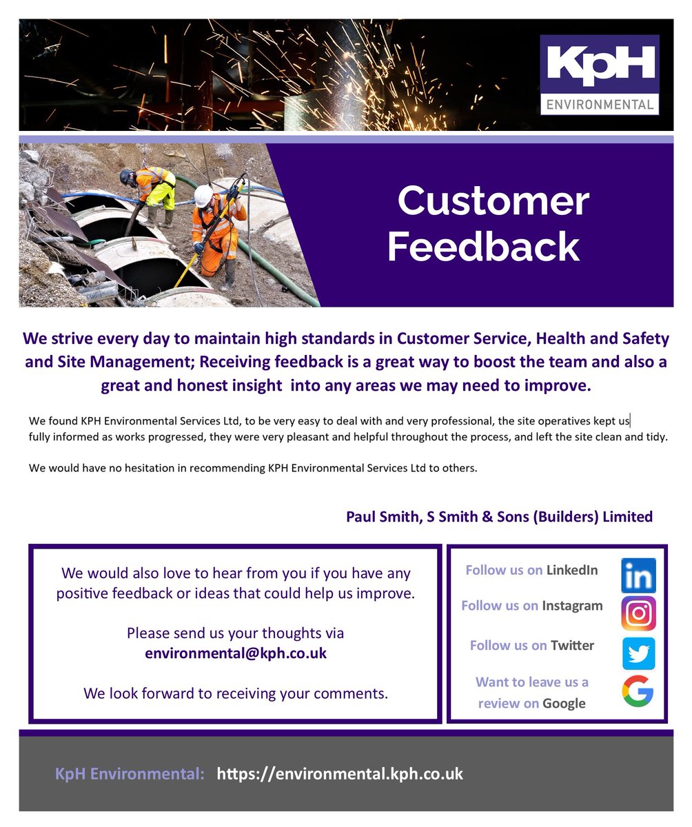 ⭐We love receiving feedback from our customers⭐

We recently undertook the removal of 1 no. 1500g below ground tank for this customer.

Read about the project here: lnkd.in/eDjsw9ME

#motivationalmonday #mondaymotivation #feedbackmatters #feedbacktime #teamwork