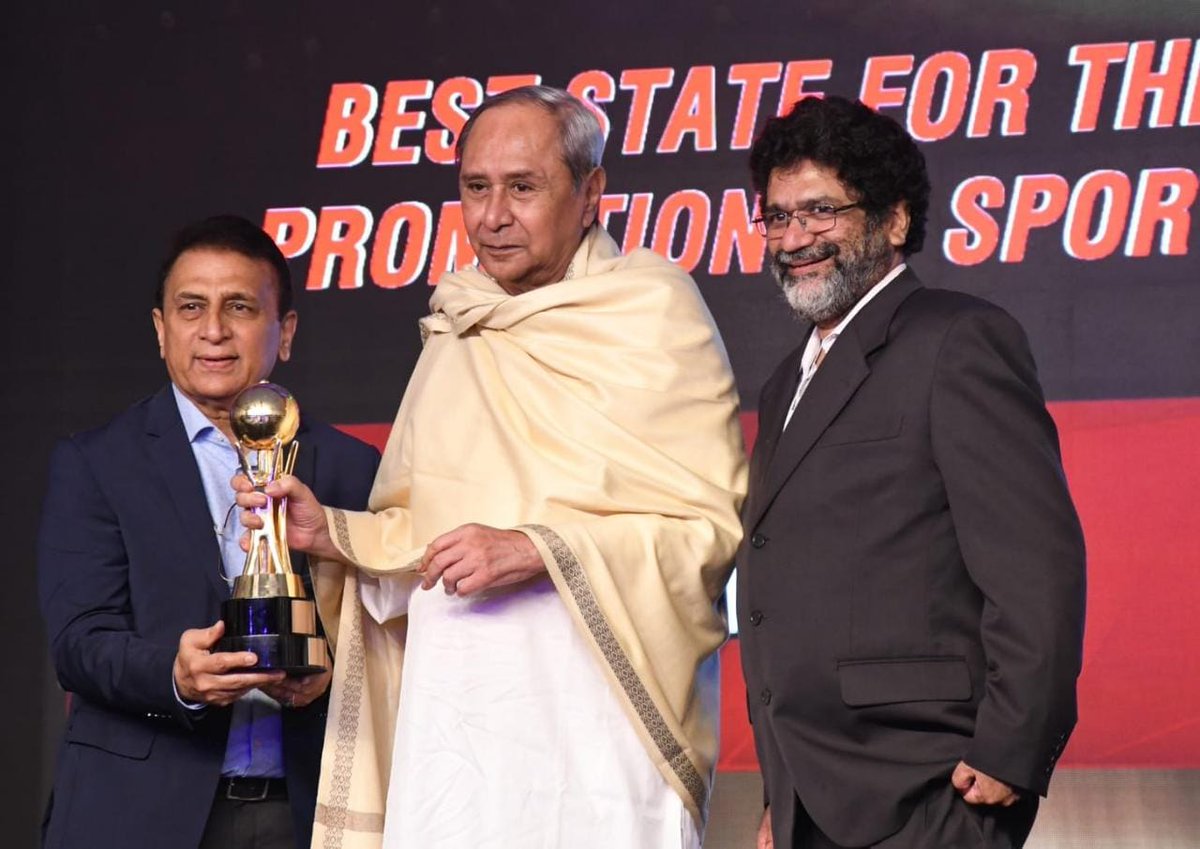 CM <a href="/Naveen_Odisha/">Naveen Patnaik</a> has received the ‘Best State for Promotion of Sports’ Award at #SportstarAces 2023 Award at a ceremony hosted by <a href="/the_hindu/">The Hindu</a> in Mumbai. The state won this prestigious award for the fourth time. #OdishaBestState4Sports