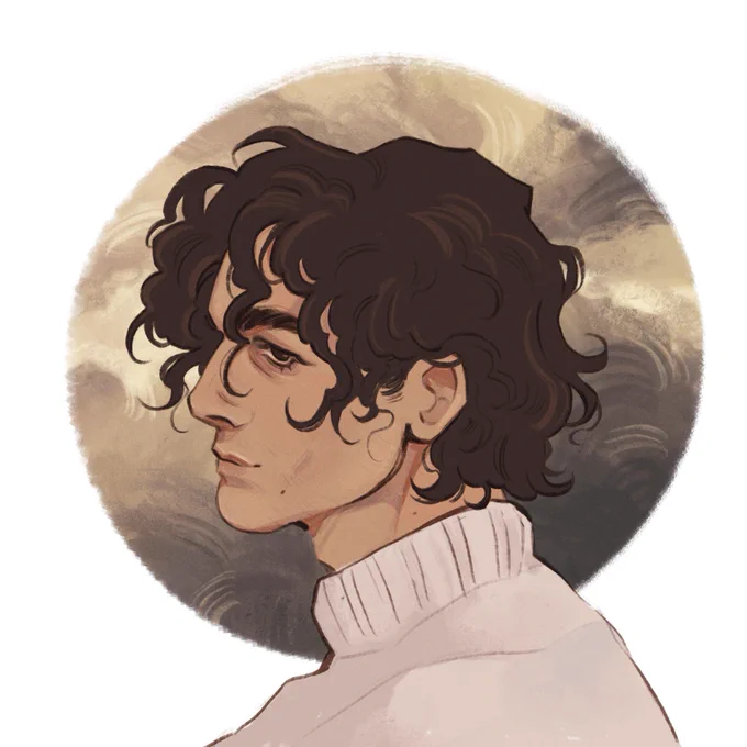 my new vampire pc in vtm!! an apprentice painter who was introduced restoring the murals in an old spanish church… I wonder what his deal is… 