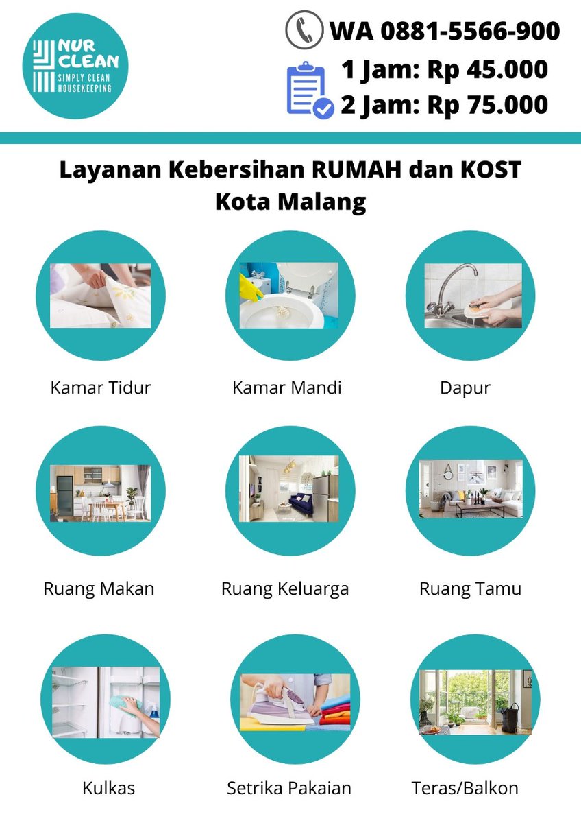 NurClean's tweet photo. @kiyowocc @infomalang Halo kak untuk jasa kebersihan bisa hubungi kami😊 https://t.co/Q9JNSI2lnE
