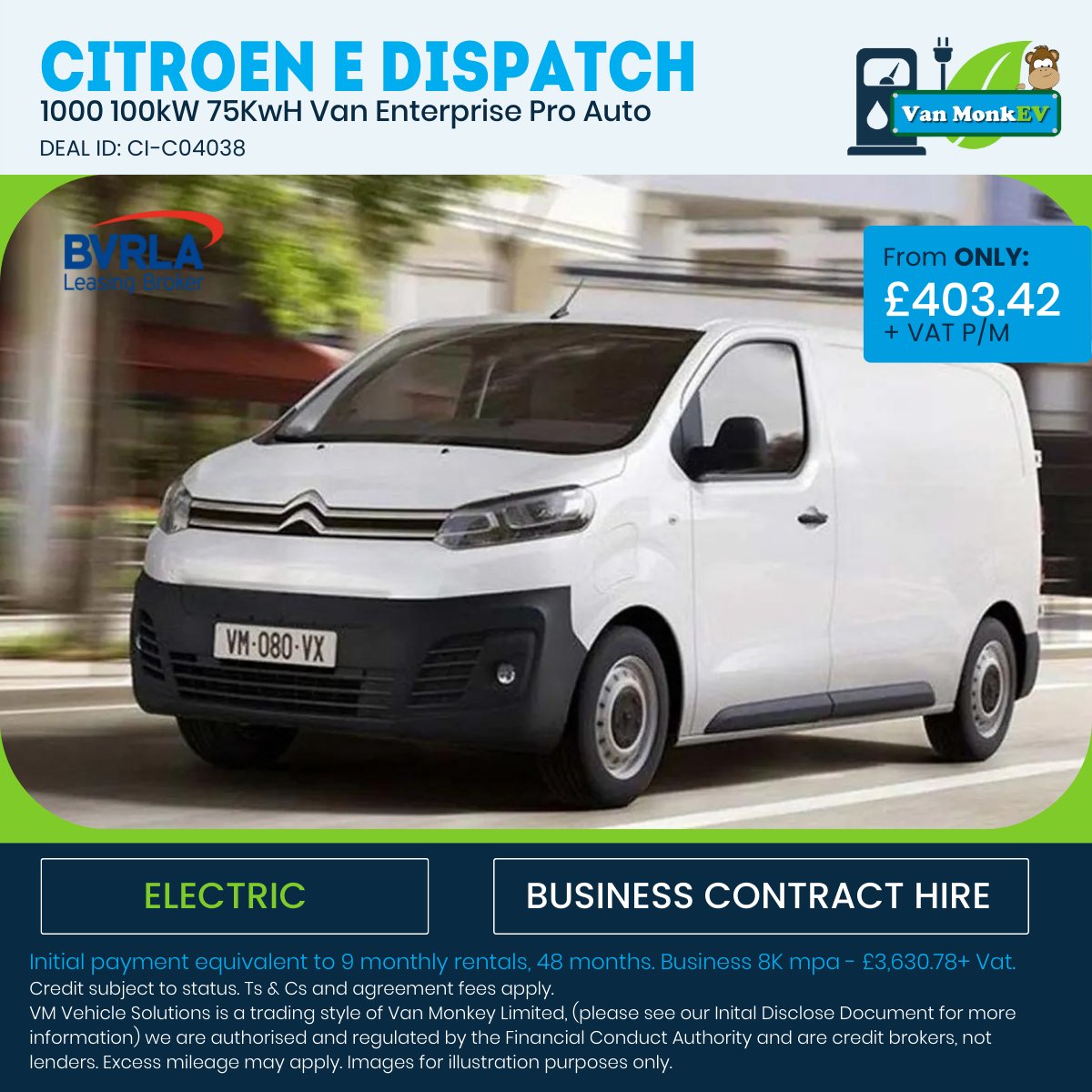 Are you looking to transition your fleet from ICE to Electric? 🔋

Do we have some good news for you, we have a fantastic deal! ⚡
Secure yours today  🔐

Citroen e-Dispatch 🤩

#electricvan #citroenvans #vanleasing