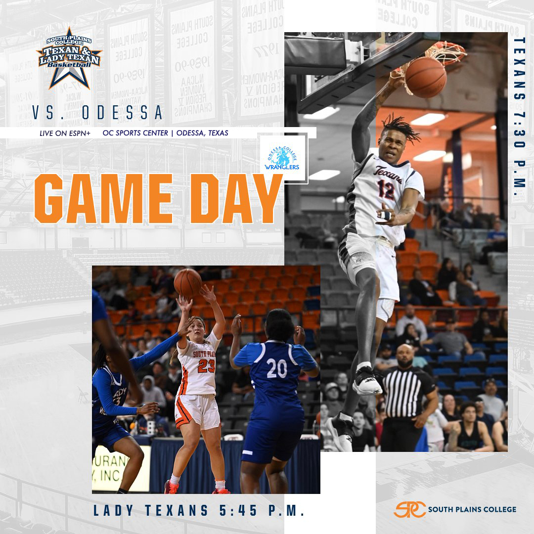 All in. 

📅 Feb. 27
🆚 Odessa   
⏰ Lady Texans 5:45 p.m. | Texans 7:30 p.m.  
🏟️ OC Sports Center | Odessa, Texas  
🖥️ ESPN+ | njcaa.org/network/espn/i…