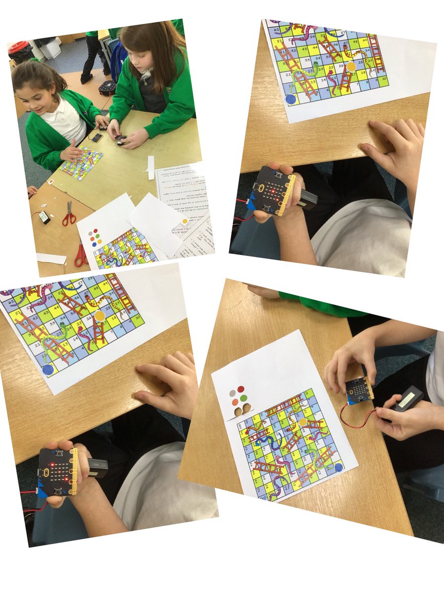 CloverfieldsSch's tweet photo. #CloverfieldsComputing using BBC microbits as dice to play snakes and ladders. https://t.co/gHJDdKWVFS
