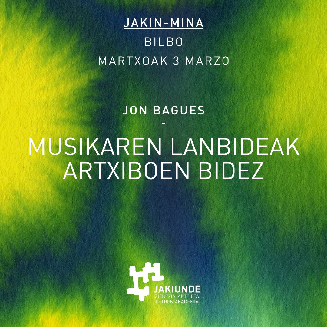 jakiunde's tweet photo. Ostiralean #jakinmina zikloan Bilbon, Jon Bagües, Eresbil, Musikaren Euskal Artxiboko zuzendari ohiak eskainiko du hitzaldia @deusto ko unibertsitatean. 
Sopela, Zornotza, Bilbo, Loiu, Gernika, Erandio, Lekeitio eta Zallako ikastetxetako DBH 4ko ikasleak elkartuko dira bertan! 🎶 https://t.co/ExgVJslaCP
