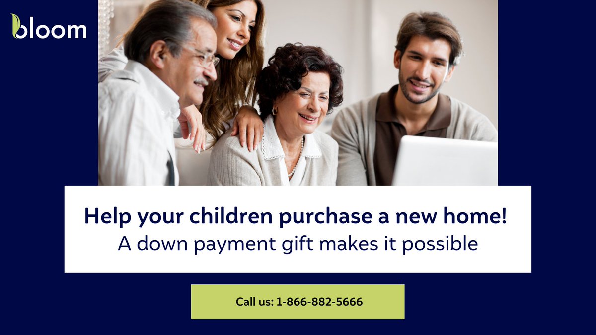 BloomfinCA's tweet photo. Help your children become homeowners!
A reverse mortgage can be used to help your children put down a down payment for their own home.
Learn more: 1-866-882-5666 or https://t.co/KNhmEa96S8
#reversemortgage #financialgift https://t.co/nMVXRzWBNl