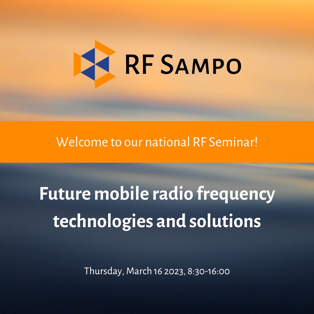 6Gflagship's tweet image. Join us at the #RFSeminar on "Future mobile radio frequency technologies and solutions" on March 16th in Oulu. Learn about 5G and 6G developments from experts in the field. Register free at rf-sampo.rf-hub.org/future-mobile-…
#RFSampo #5G #6G #MobileTech