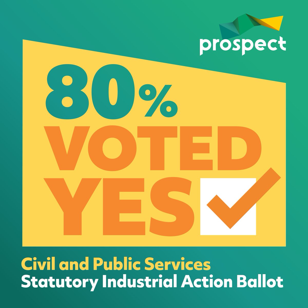 🚨 Breaking: Prospect members in the public services sector have voted for industrial action. 80% voted to strike 🗳️ Strike action will take place on 15 March 🪧