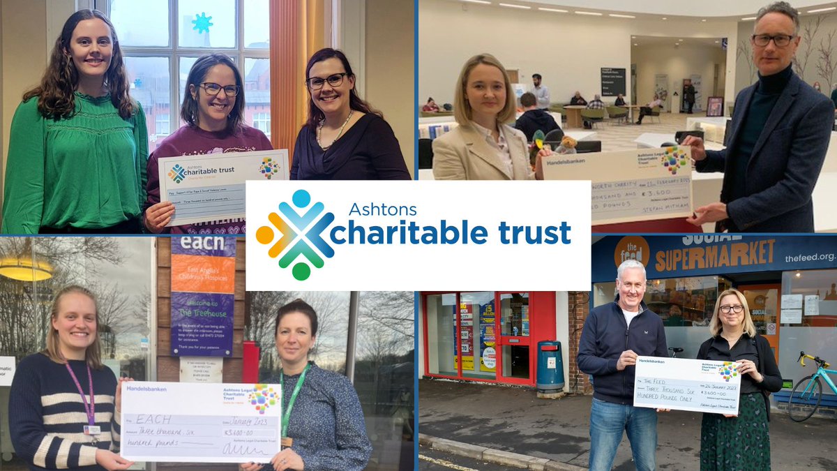 Ashtons Charitable Trust, the charitable trust set up by law firm Ashtons Legal in 2014, has recently donated £18,000 to eight charities and causes across the Eastern region and two in West Yorkshire  <a href="/papworthcharity/">Royal Papworth Hospital Charity</a> @EACH_Suffolk @SARSVL <a href="/TheFeedNorwich/">The Feed</a> ow.ly/Ta7w50N3JnU