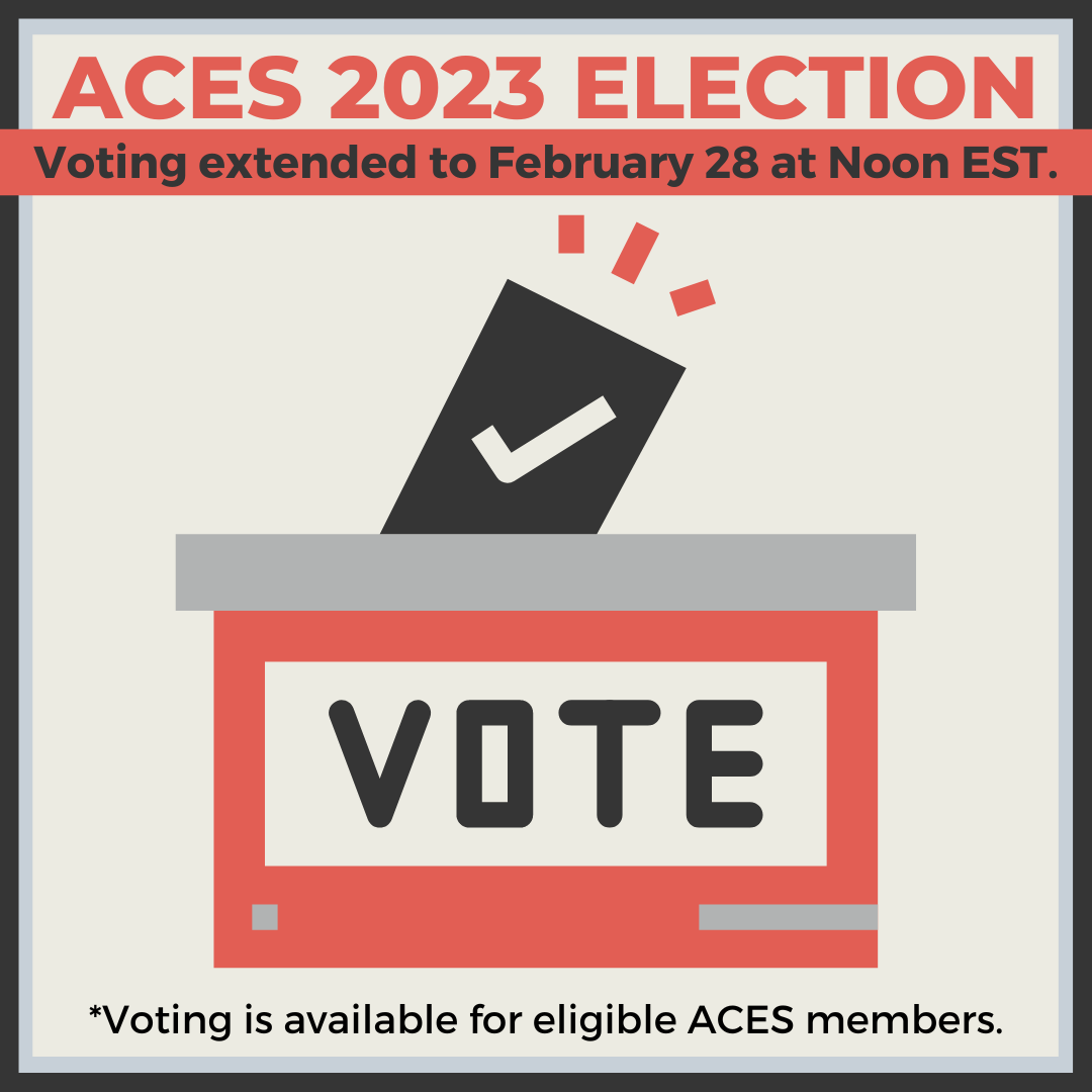 ACESEditors's tweet image. Voting for the 2023 ACES Board of Directors has been extended.

Voting via the electronic ballot is available until February 28 at Noon EST. Only members in good standing as of January 27 are eligible to vote. You must be logged in to access the ballot.

aceseditors.org/news/2023/meet…