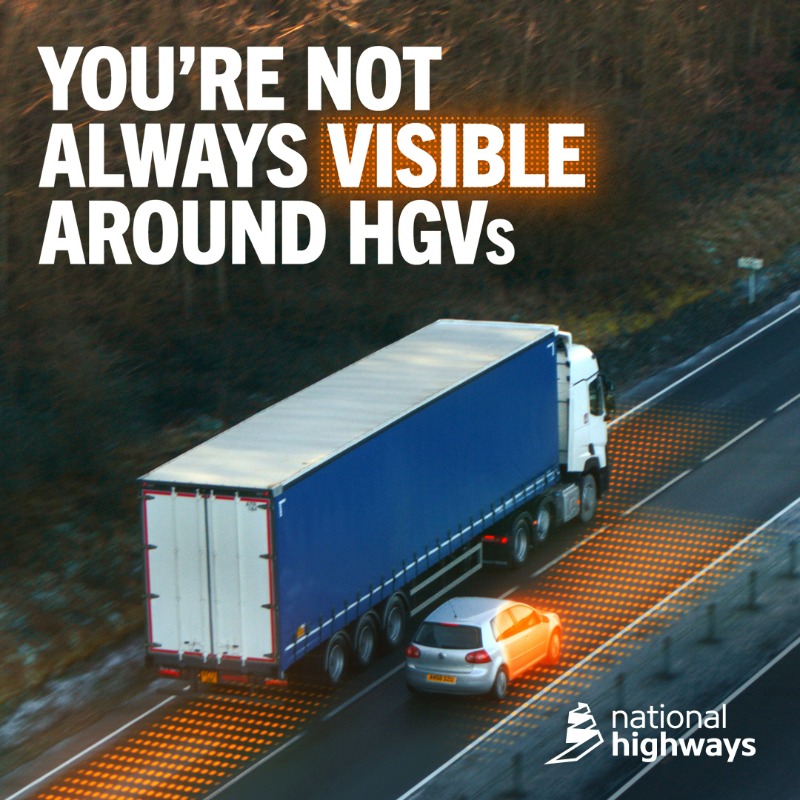 NationalHways's tweet photo. Make it easy for them. Move out of areas where their visibility is limited as soon as it’s safe to do so.