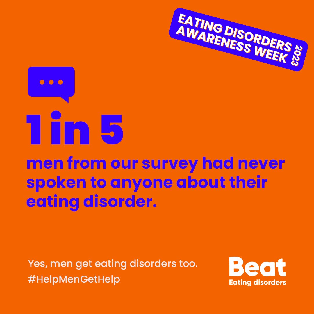 SPFT_NHS's tweet image. This week is Eating Disorders Awareness Week and we&apos;re supporting the @beatED campaign to raise awareness of eating disorders in men. Did you know 7 in 10 people had never heard of eating disorders in men #HelpMenGetHelp