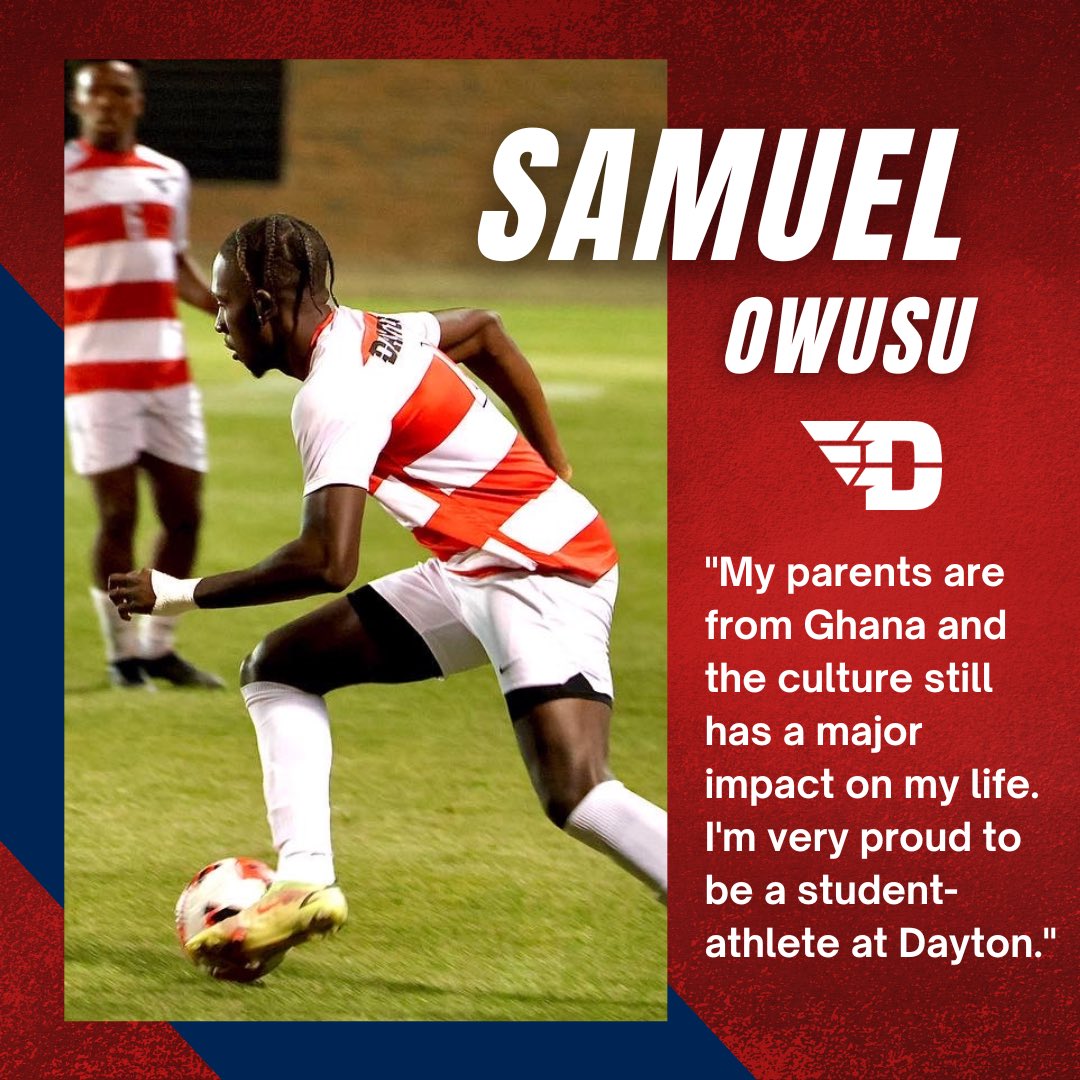udsaac's tweet photo. Check out one of our Black History Month student-athlete highlights, Samuel Owusu✈️

Sport: Soccer
Major: Sociology
Hometown: Denver, CO

Here’s what being a Black student-athlete at UD means to him➡️
-
#UDSAAC // #BlackHistoryMonth // #Dayton6th https://t.co/U8JoJ0rYo4