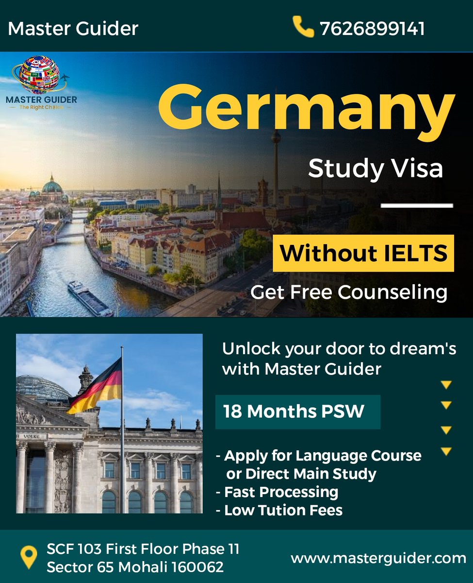 MasterG87778874's tweet image. Germany Study visa
Apply without ielts
Get free Counseling now
7626899141
#Germany #germanyvisa #germanypr #visa #Europe #immigartion #masterguider #studyvisa #abroadvisa