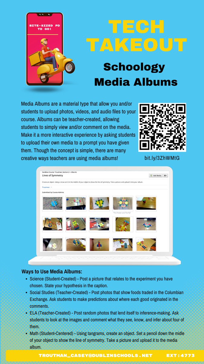 CTroutmanTech's tweet image. February&apos;s #TechTakeOut delivered to teacher&apos;s doors just in time! This month, I&apos;m highlighting how @Schoology&apos;s Media Albums can be used interactively with students through the Comment feature and allowing student uploads of media. 
The TakeOut treat - a @Hostess_Snacks!