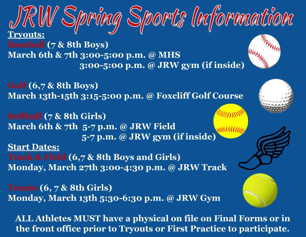 Spring Sports Information! #baseball #softball #track #tennis #golf