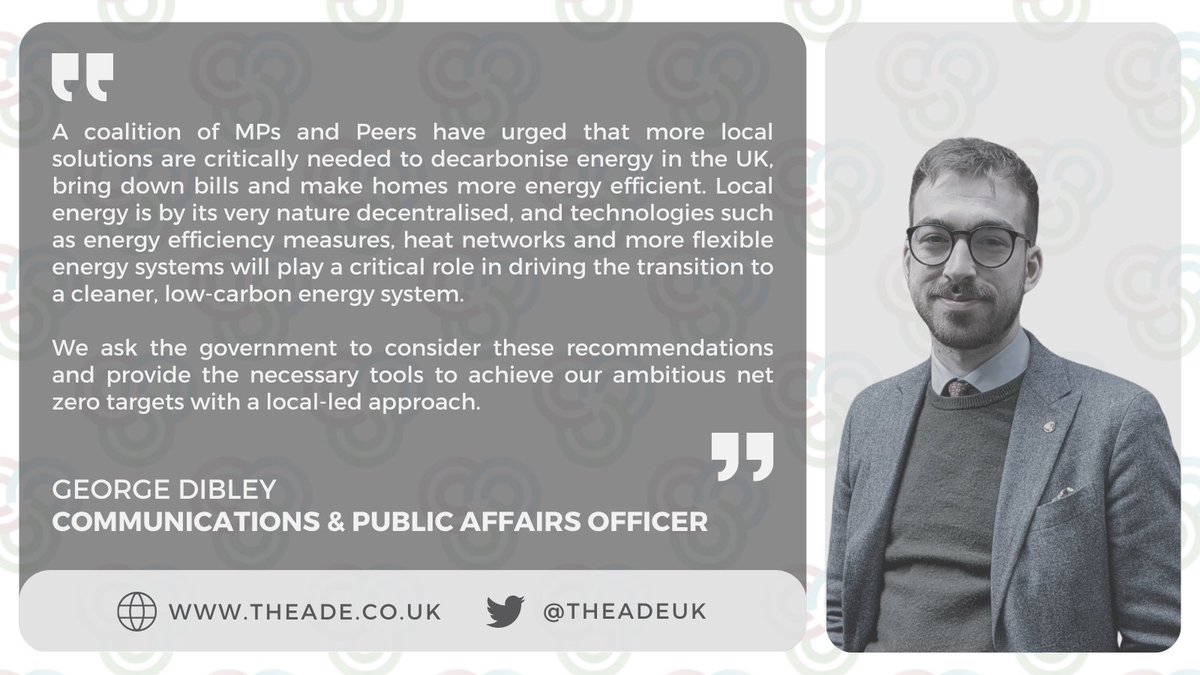 MPs and Peers from the @greennewdealgrp have written a report urging the government to enable more local solutions to decarbonise energy in the UK. The ADE strongly supports this report and asks the government to consider its recommendations. More 👇 theguardian.com/environment/20…