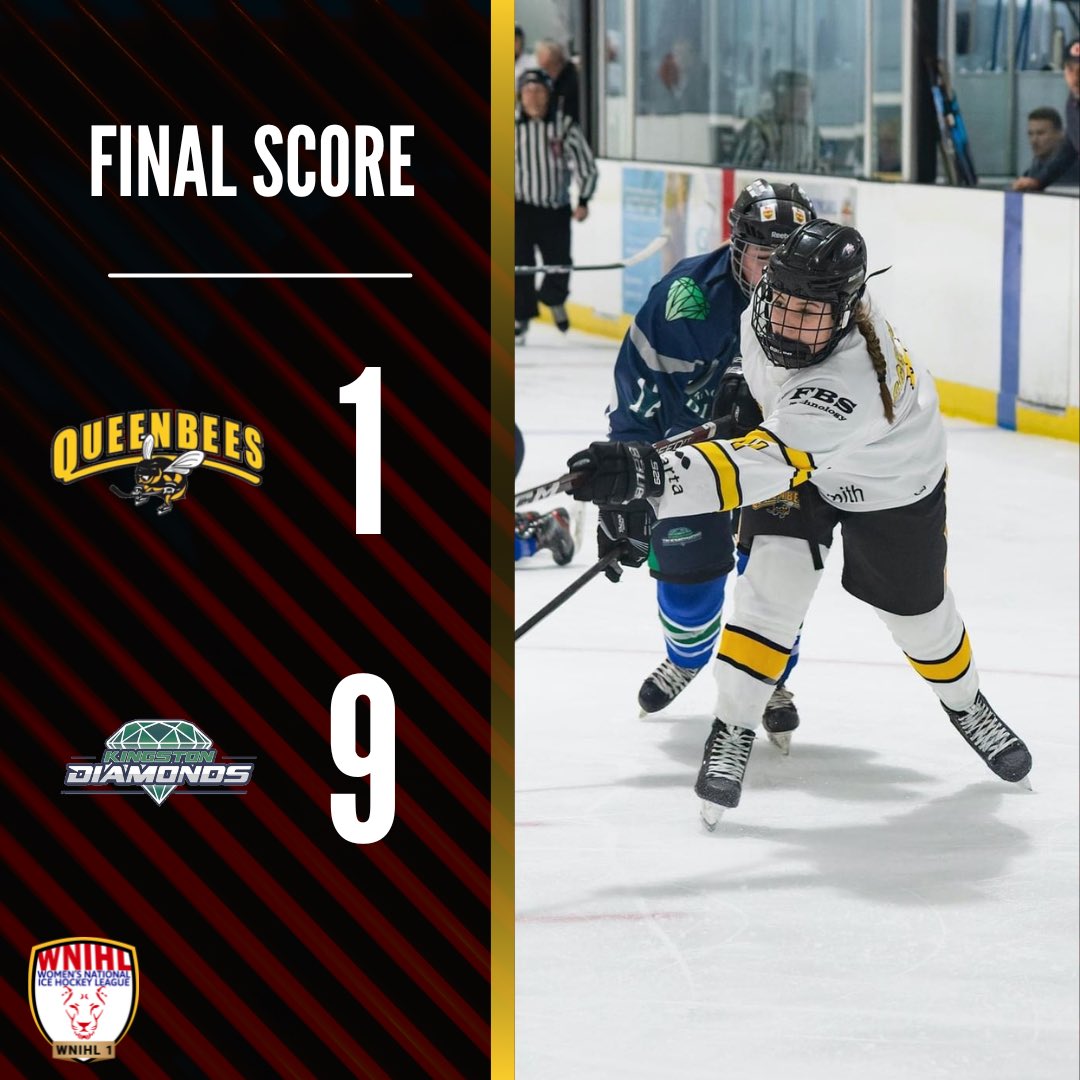 QueenBeesHockey's tweet photo. Fire Bees defeated at home.
Goal scored by Bennett.
Player of the game - Rachel Campion
#FireBees | #WNIHL1 https://t.co/Xunn7dip0X