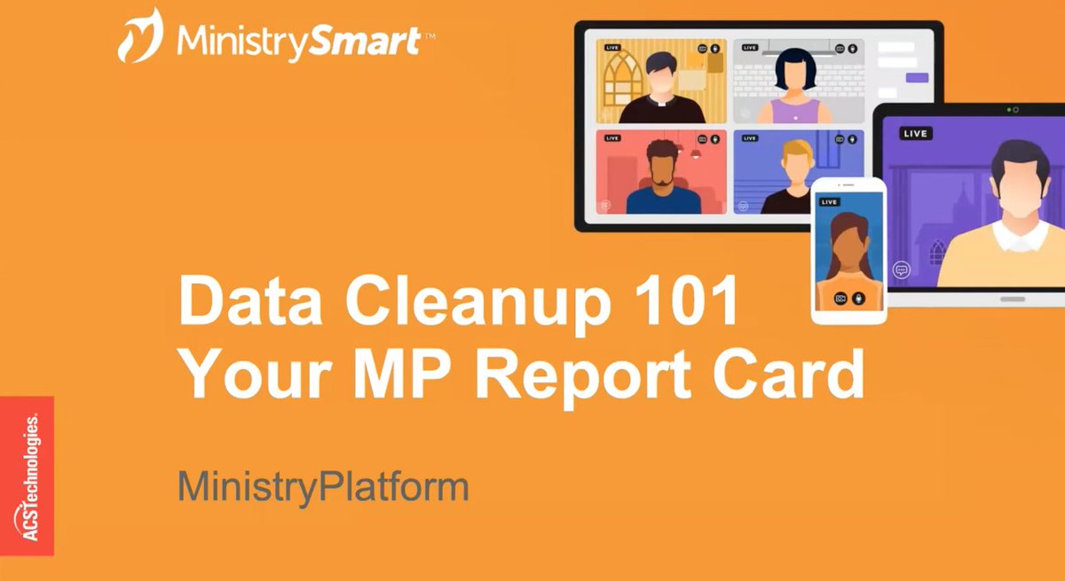 MP4Church's tweet photo. Data Cleanup 101: Your MP Report Card
Join us in this special two-part webinar series all about Data Cleanup. We will explore some common data scenarios, clean 'em up together, and learn WHY we bother to keep our #data clean in the first place!
https://t.co/h0TYWzgrt2 https://t.co/eU0PHLGtug
