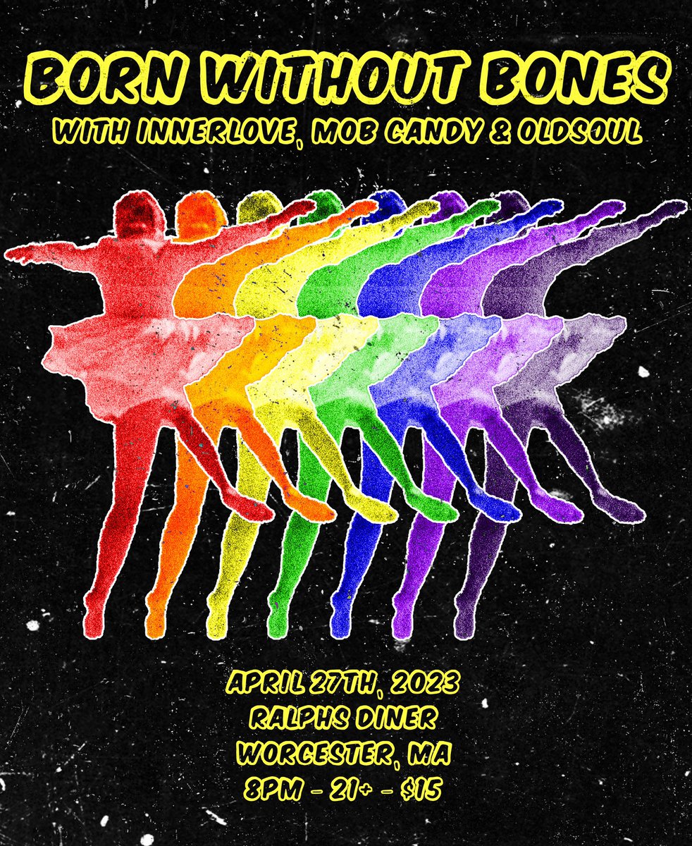 bornwobonesband's tweet photo. WORCESTER 🌈 we’re coming back to @RalphsDiner on 4/27 with @_innerlove @oldsoulMA & #mobcandy 💃 our first time back since filming the music video for Dancer 🕺 this will sell out so def grab a ticket while ya can kiddos 👶
https://t.co/yPFo6VYl48 https://t.co/Mag5ohMJYd