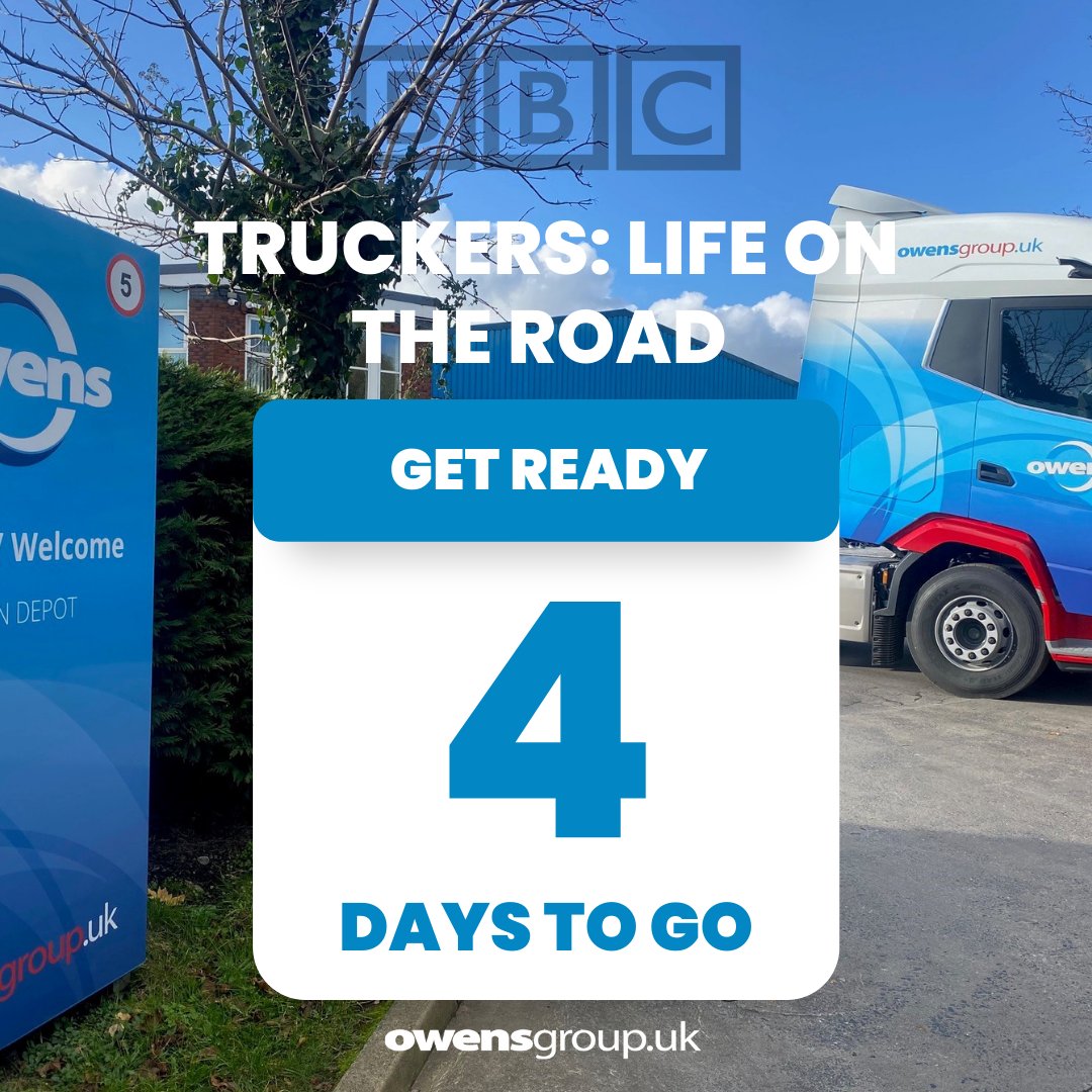 owensgroupuk's tweet photo. Truckers: Life on the Road - 4 DAYS TO GO!🙌
This documentary series will be following our team at Owens - one of the oldest and biggest haulage companies in Wales🏴🚛
#owensgroupuk #drivenbypeople #comingsoon #BBC #BBCOne #bbconewales https://t.co/dPYesDnoik