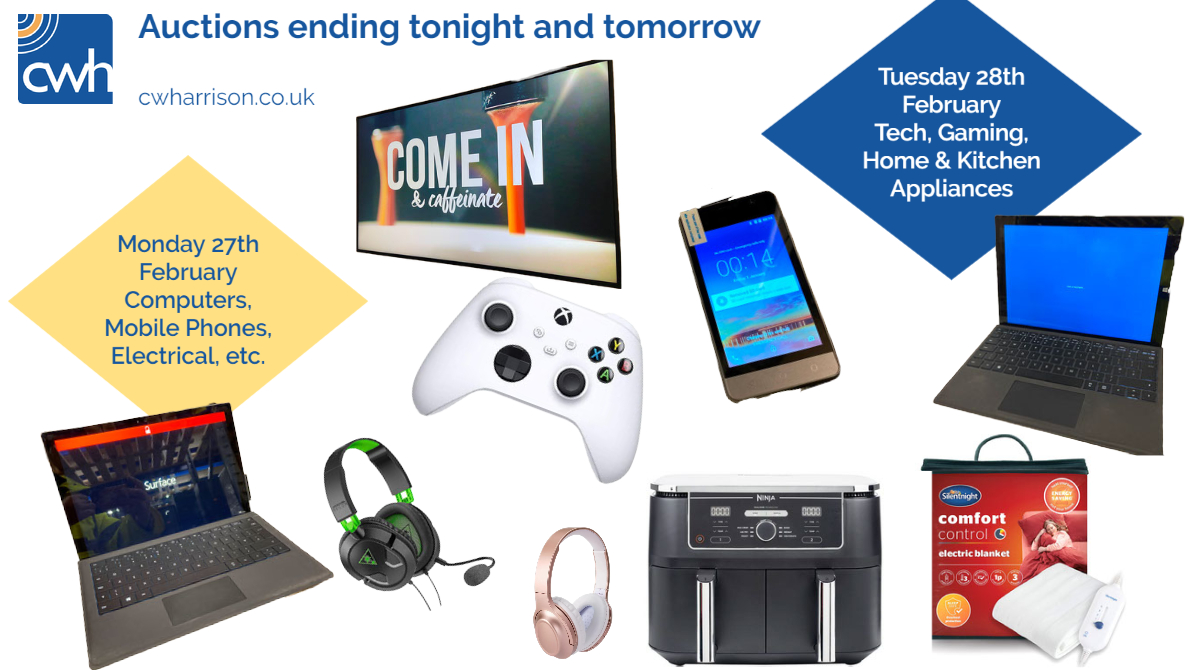 Bid now... auctions ending tonight and tomorrow
27-2-23: Computers, Mobile Phones,Electrical Equipment; 
28-2-23: Tech, Gaming, Home, Kitchen Appliances
View and bid online: i-bidder.com/en-gb/auction-…
#auction #ossett #computersale #techsale #gaming #laptops #appliances #gadgets