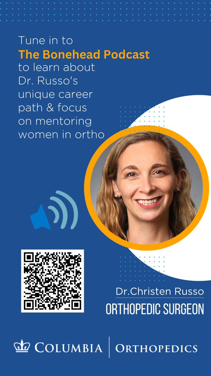 Columbia Orthopedics (@orthocolumbia) on Twitter photo Next week, <a href="/Pedsorthobklyn/">Christen Russo</a> assumes the presidency of <a href="/RJOSociety/">Ruth Jackson Orthopaedic Society</a>, which makes this a great time to hear about her path to the OR, #womeninorthopedics, & how #mentorship has affected her career.
Give it a listen & comment with a shoutout to your #mentor. #NYOHAlumni Next week, <a href="/Pedsorthobklyn/">Christen Russo</a> assumes the presidency of <a href="/RJOSociety/">Ruth Jackson Orthopaedic Society</a>, which makes this a great time to hear about her path to the OR, #womeninorthopedics, & how #mentorship has affected her career.
Give it a listen & comment with a shoutout to your #mentor. #NYOHAlumni