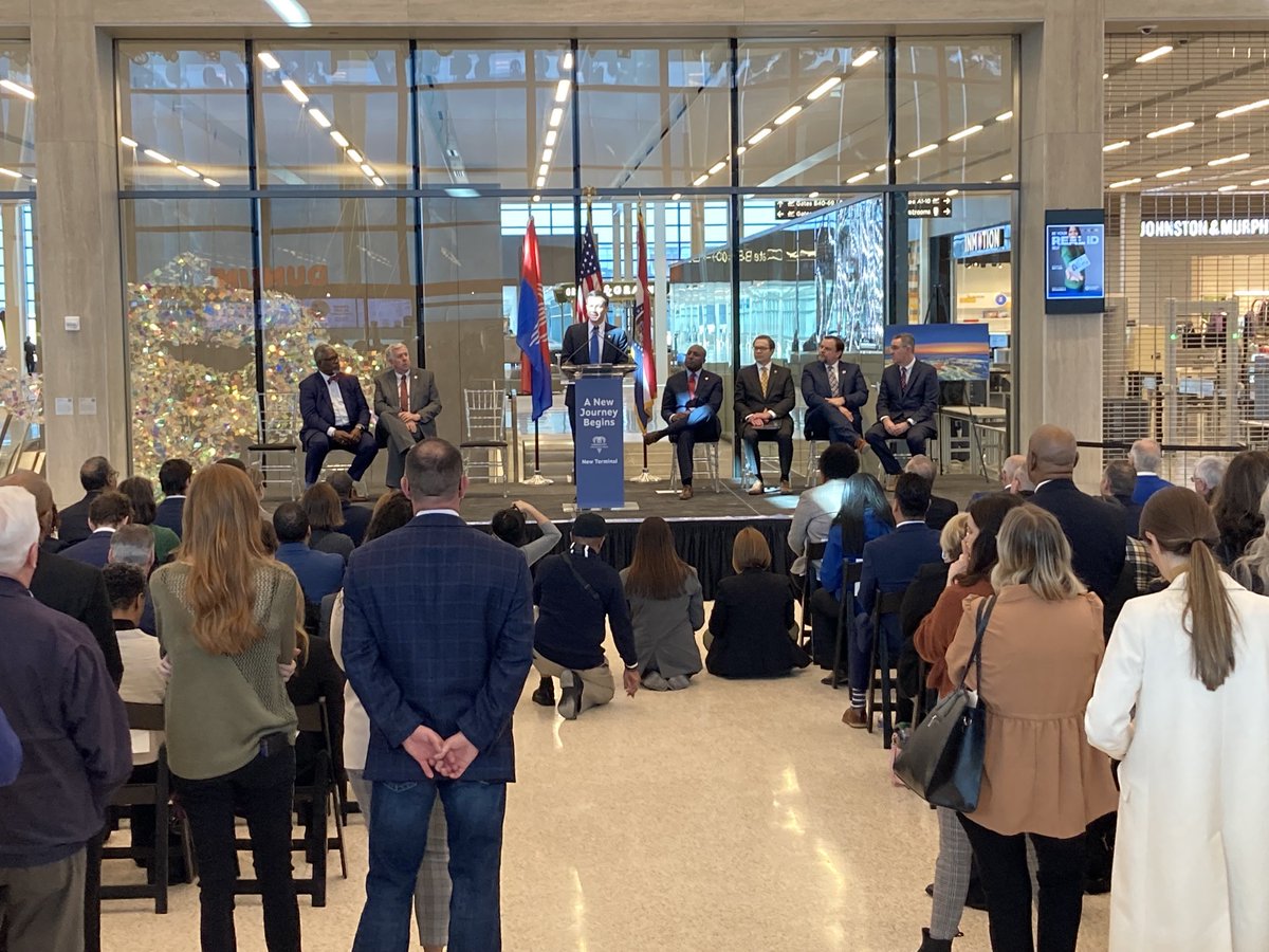 Transportation Secretary Pete Buttigieg speaks Monday at the new KCI terminal where a ribbon cutting was also held. <a href="/KCStar/">The Kansas City Star</a> #KCI