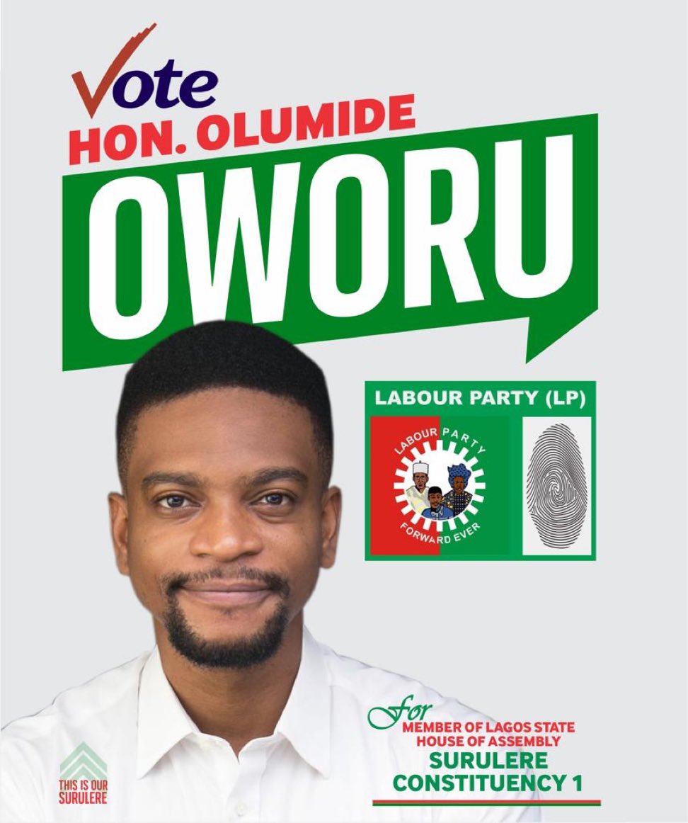 We will win it for <a href="/OlumideOworu/">Olumide Abiodun Oworu</a> as Member of Lagos State House of Assembly Surulele Contituency 1 Retweet massively 

Arise TV, IT IS DONE, Cross River #TinibusWalkToVictory Mahmood Yakubu, Enugu State, LP- 1, 125, 400, Kenneth Okonkwo, Bashir, Buhari, APC in Lagos, Dino Melaye