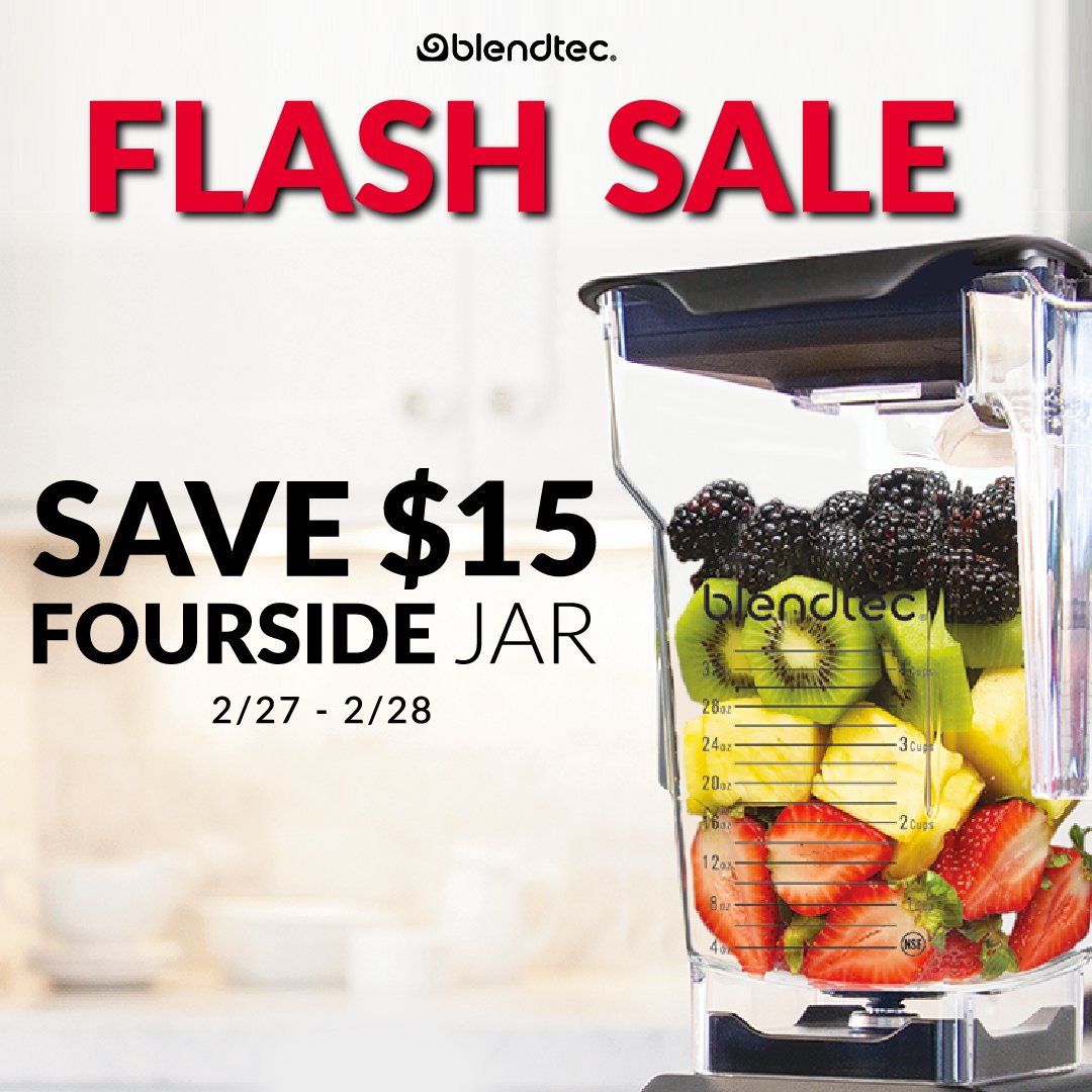 Save $15 on the FourSide Jar today and tomorrow! 

The FourSide Jar is ideal for:
-Ice cream
-Soups
-Smoothies
-Dips and batters
-Grinding grains

Grab yours here: ow.ly/ZeZA50N3LPh