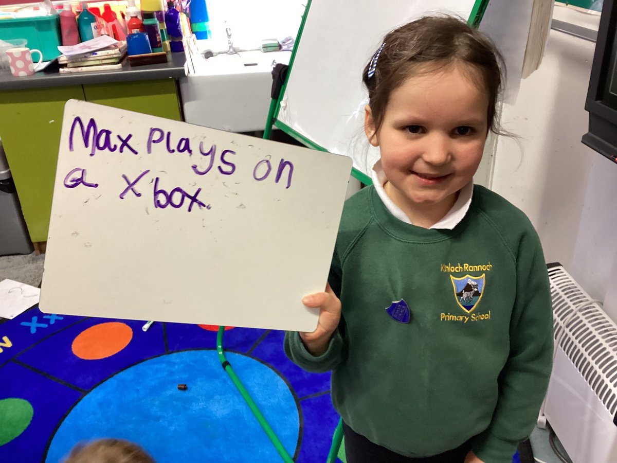 KinlochRannochP's tweet photo. Our P1&P2s have been having a go at writing sentences about each other. They used their phonics to spell each word&then we looked at which words are ‘tricky’&can’t be made using the sounds that we know. They did an amazing job! #earlywriting #writersinthemaking @LiteracyPKC1 https://t.co/wuOXaFuFrQ