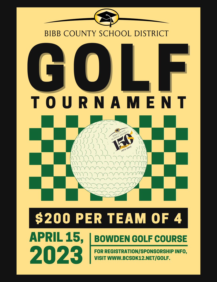 Don't miss the opportunity to get out on the links for a good cause on April 15! This golf tournament will benefit the Bibb County Education Foundation. Team slots and sponsorship opportunities are still available!

MORE INFO/REGISTRATION: bcsdk12.net/golf
