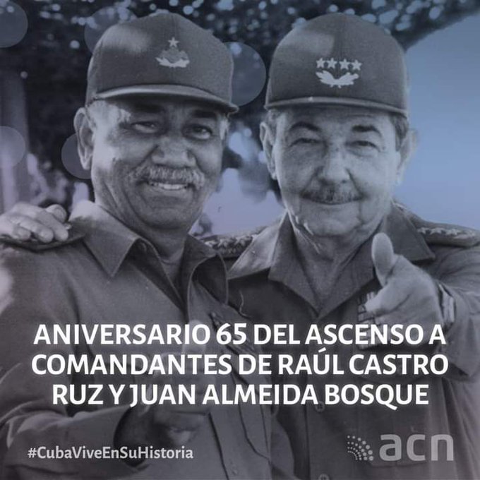 El 27 de febrero de 1958 Raúl Castro Ruz y Juan Almeida Bosque fueron ascendidos a Comandante.