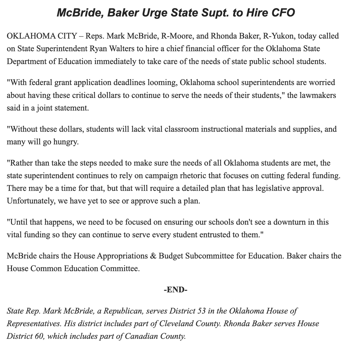 #oklaed relies heavily on fed ed $ to meet the needs of our most in-need students. For #cpsreds, fed ed $ can account for up to 20% of our funding. #okleg

If we are at risk of losing these $ then this is not a drill &amp; more people need to know.

TY <a href="/RepMarkMcBride/">Mark McBride for Oklahoma</a> <a href="/RepRhondaBaker/">Rhonda Baker</a>