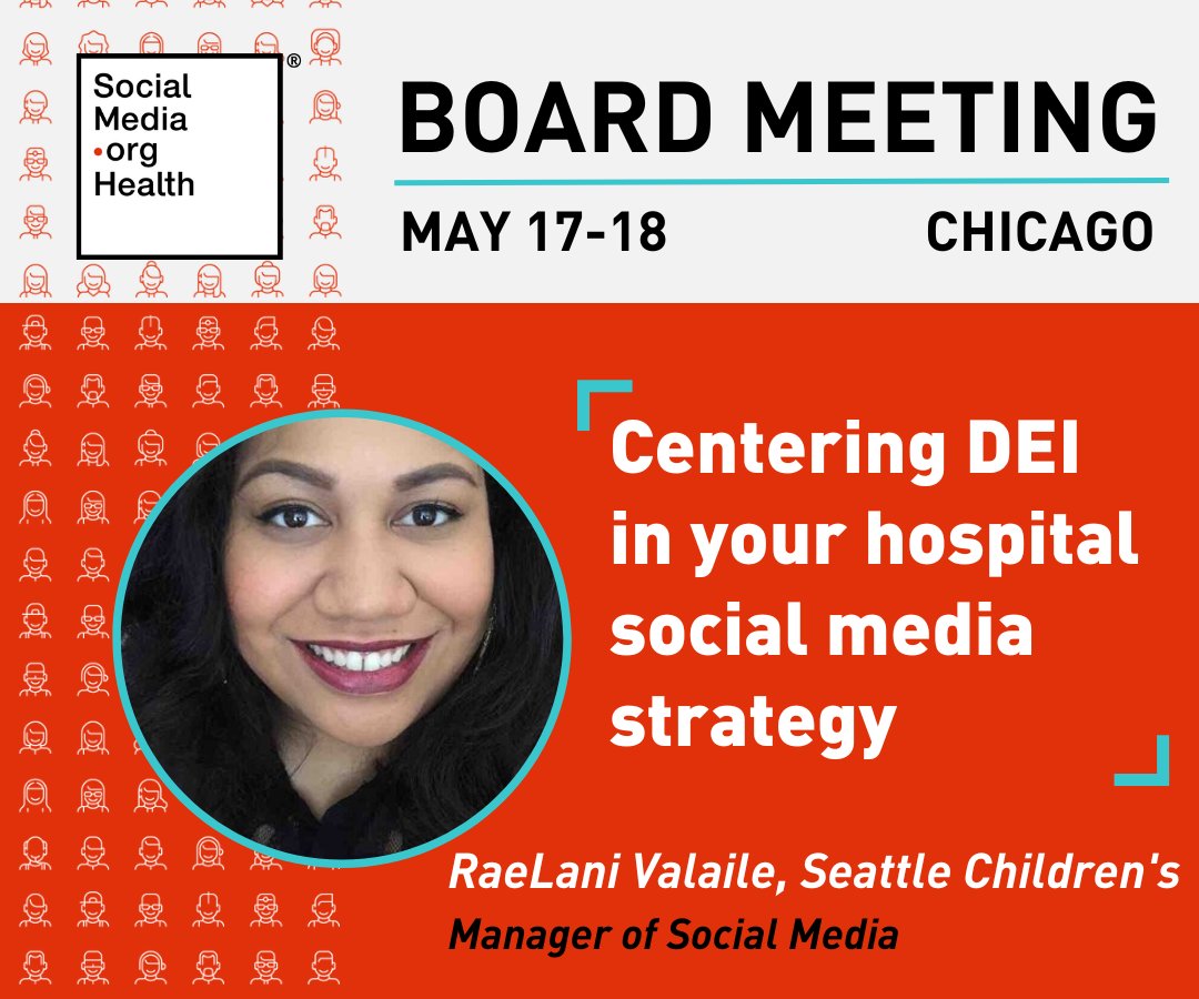 Join RaeLani Valaile, Manager of Social Media at <a href="/SeattleChildren/">Seattle Children's</a>, at our #SMOHealth Board Meeting in Chicago on May 17-18 as they walk us through how #inclusivemessaging and content became a priority at their #hospital: wom.us/3ICRqCL