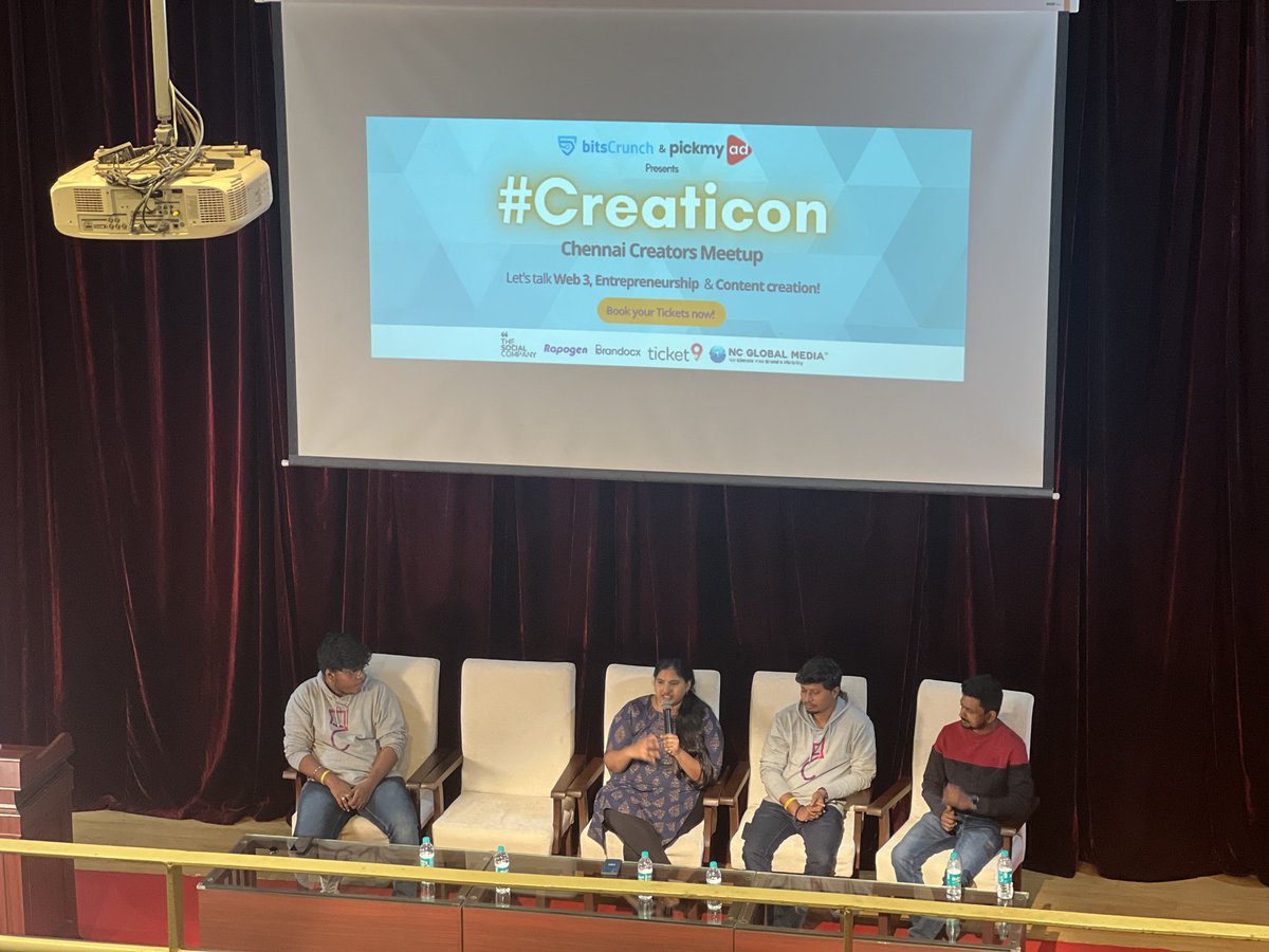 What a Perfect Day it was🤩

#Creaticon in Namma #Chennai ft. trendsetters of #Web2 &amp; #Web3 along with the community🙌💥

Intriguingly Great Insights📋✍️
🔸Growing Scope of Content Creations &amp; Social Media
🔸Web3 &amp; #Metaverse as scene-stealers in the content creation space!
