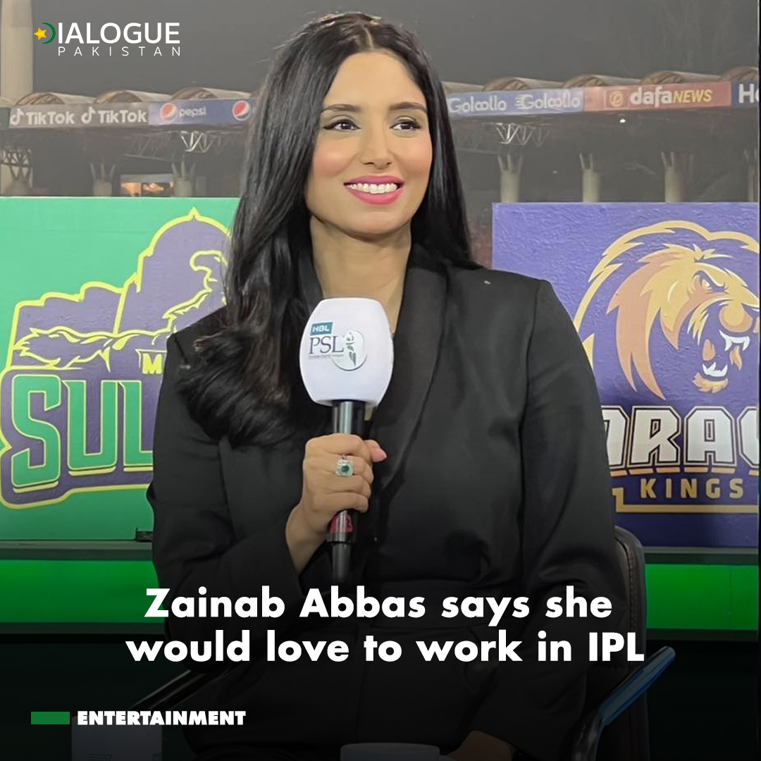 DialoguePak's tweet photo. Speaking during an interview on a YouTube channel, Pakistani presenter Zainab Abbas has said she would love to work in the Indian Premier League (IPL) if the opportunity comes.
#DialoguePakistan #ZainabAbbas #Youtube #PSL #IPL #India #Inetrview https://t.co/zZIeamAz8S